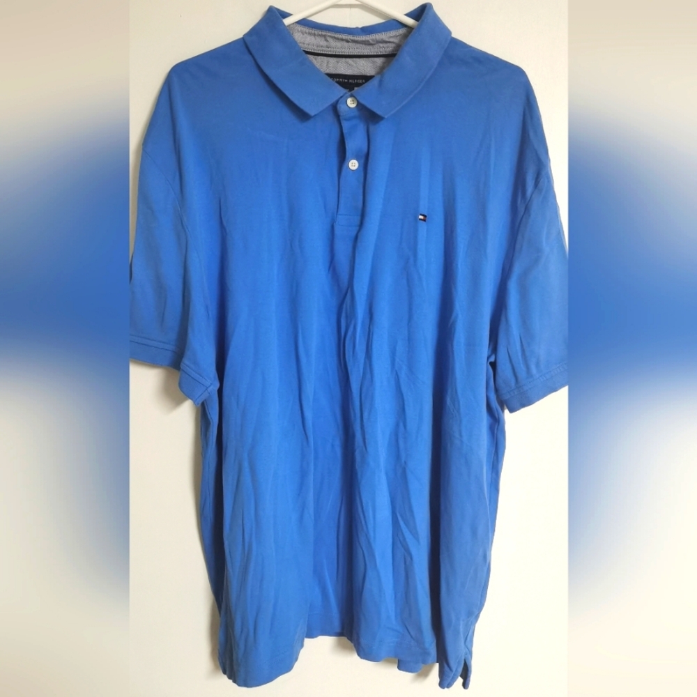 Tommy Hilfiger Men's XXL Custom Fit Blue Short Sleeve Polo Shirt